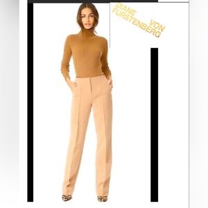 NWT DVF Wide Leg, Front Pleat Pant (Camel, Sz 4)